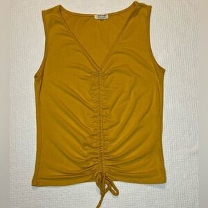 Heart & Hips Ruched V-Neck Tank M in Yellow Gold w/ Adjustable Tie Detail